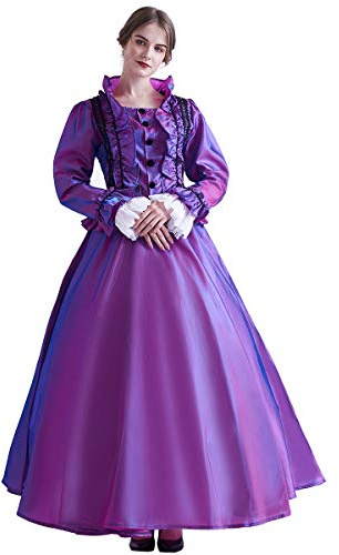 GRACEART Damen Gothic Viktorianisches Kleid Renaissance Maxi Kostüm (XXL, Lila)