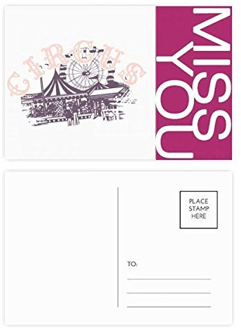Postkarten-Set mit Zirkus-Motiven, 20 Stück