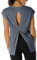icyzone Damen Fitness-Trainings Kurzarm Shirt Yoga Top Loose Fit Rückenfrei Sport T-Shirt (M, Navy)