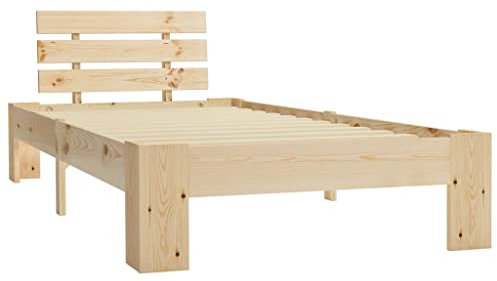 vidaXL Kiefernholz Massiv Bettgestell Holzbett Futonbett Einzelbett Massivholz Bett Bettrahmen Lattenrost Schlafzimmerbett 100x200cm