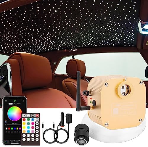CHINLY Bluetooth 16W RGBW Twinkle LED Fiber Optic Star Deckenleuchten Kit APP/Fernbedienung 550cs*0.75mm* 4m f¡§1r Zuhause/Auto