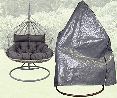 Schutzhülle für 2-Sitzer Hängesessel/Hängekorb Hängeliege 140x125x180 cm Abdeckplane Regenschutz Haube grau