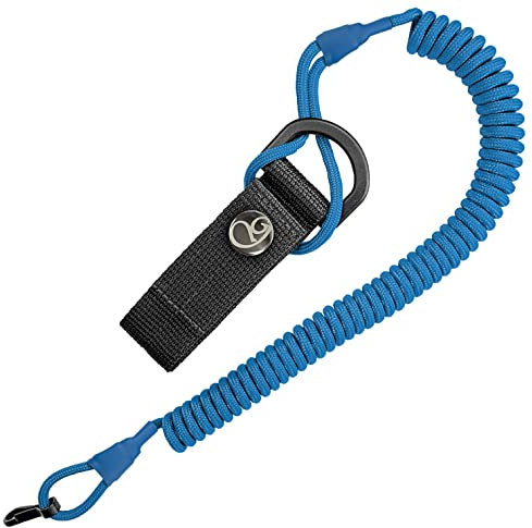 Ganzoo Spiral-Kabel Schlüsselanhänger elastisch mit Karabiner, Safety Lanyard mit Paracord-Mantel, Schlüsselband, Stretch Fang-Riemen, RSG Halterung für Polizei, Bundeswehr, Hausmeister, hell blau
