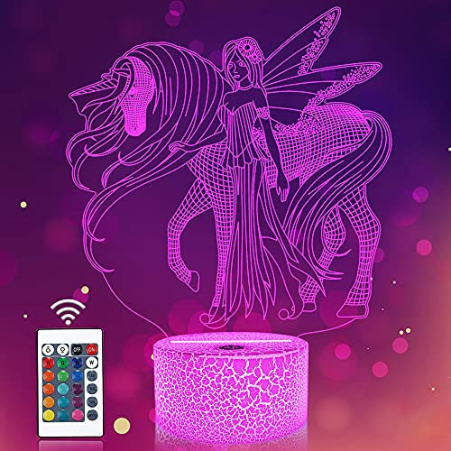 CooPark 3d Einhorn Nachtlicht, Einhorn für Kinder und Liebhaber, größere Größe 3D Licht Lampe 16 Farben ändern sich mit Fernbedienung, Valentinstag und Geburtstag für Kinder Mädchen