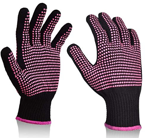 Sopito Hitzebeständige Handschuhe für Haarstyling, 2 Stück Hitzeschutzhandschuh Friseur mit Silikon-Noppen für Haar-Werkzeuge, Lockenstab, Flacheisen