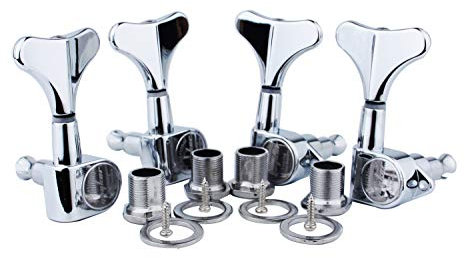 Guyker Guitar Bass Tuners (4 for Right) - 1:17 Ratio Headstock Sealed Tuning Key Pegs Machine Head Replacement for Electric Jazz Bass or Precision Instruments - Chrome