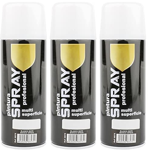 H HANSEL HOME Pintura Spray Blanco Mate 400 Ml - Pack de 3 Unidades