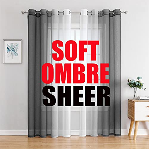 grau und weiß, Ombre-Vorhänge für Schlafzimmer Wohnzimmer Fenster Gardinen Lichtfilterung Vorhänge Ösen Vorhänge für Terrasse Schiebetür Glastür 2 Paneele Set