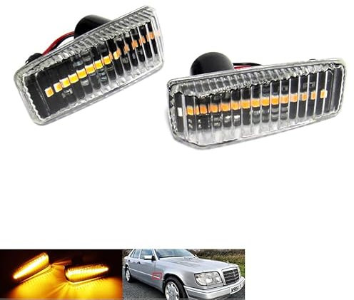 RZG 2x Seitenblinker klare Linse LED Blinker für MB 190 Serie W201 W202 W124 W140 R129