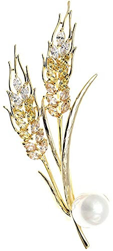 Elegante Gold Weizen Broschen Gelb Rot Zirkone Pins und Brosche Pullover Schal Accessoires Schmuck Pflanzen Broschen für Damen & Herren