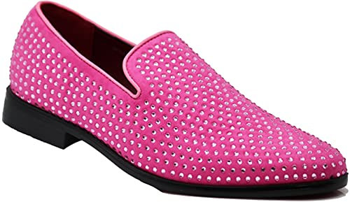 SPK26 - Mocassini da uomo vintage in velluto con strass, stile smoking, Mocassini eleganti da donna, 41.5 EU