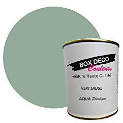 BOX DECO COULEURS Peinture meuble plastique à base de laque acrylique aspect satin Aqua Plastique - 750 ml, Vert Sauge