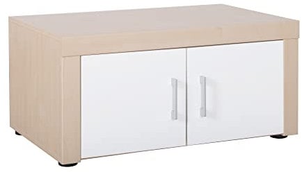 goodsforbusiness GmbH Kommode B84,5xH41xT54cm, Sideboard mit 2 Türen Holz, Farbe Ahorn/Weiß | TV Board Lowboard TV Möbel TV Element Fernsehschrank | Nachttisch Beistellschrank Couchtisch