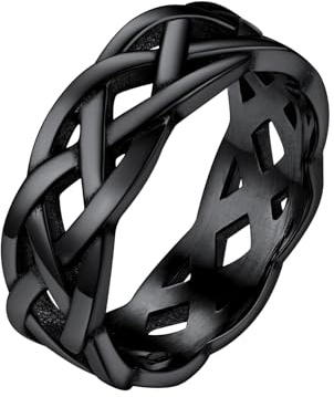 Richsteel Schwarz Ring für Damen Mädchen 7mm breit Keltischer Knot Fingerring Irischer Celtic Knot Fingerring in Größe 54.4 Freundschafts Ring
