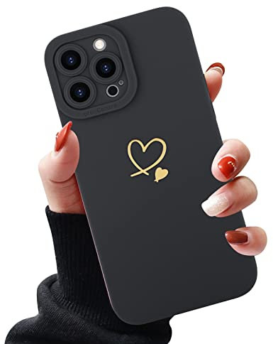 UZEUZA Compatible iPhone 13 Case, 6.7-Inch Love-Heart Shape Shockproof Silicone Case for Girls & Women