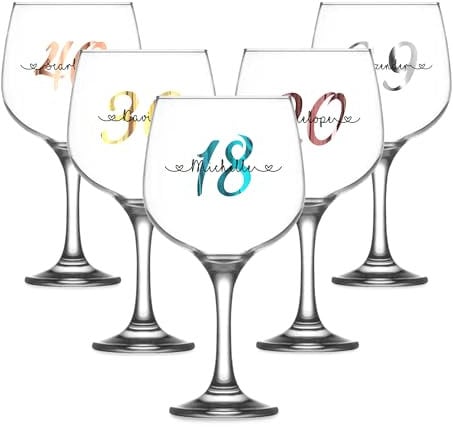 Print Maniacs Personalised Birthday Gin Glass Any Age Name Gifts for Her Girl Women Large 700ml Balloon Cocktail Wine Glass 18th 21st 30th 40th 50th 60th 70th 80th Party Present