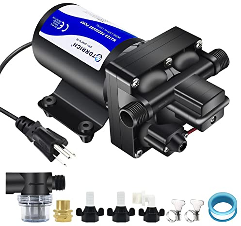 TDRRICH Water Pressure Booster Pump for House,110V RV Water Transfer 5GPM 75PSI Self-priming Pump,Diaphragm Pump Washdown Pump for Boats Inline Garden Hose Lawn Camper Sprinkler Irrigation