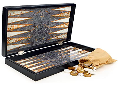 Yenigun Orientalische Luxus Marmor Optik Backgammon Tavla XXL