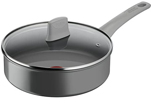 Tefal Sauteuse 24 cm + couvercle verre, Induction, Revêtement antiadhésif céramique, Eco-conçue, Recyclée, Cuisson saine, Thermo-Signal, Fabriqué en France, Renew On C4273232