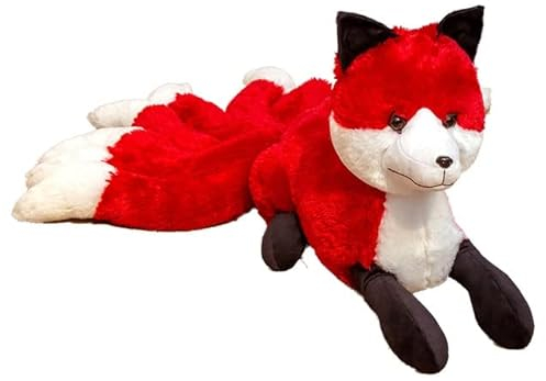 GRIER Super süße weiche weiße rote Neunschwänze Fuchs Plüschtier Kuscheltiere Neunschwänzige Kitsune Puppen Kreative Geschenke Für Mädchen 26cm x 56cm Rot