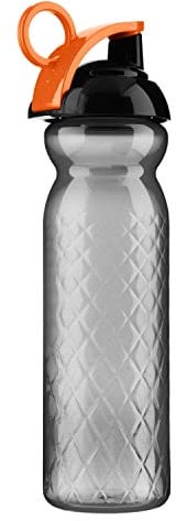 Homeshopa Sports Water Bottle, 680ml Non-Toxic BPA Free Flip Top Lid Plastic Bottle, Durable Leak Proof Drinking Bottle For Running, Gym, Fitness, Yoga, Outdoors and Camping (Orange Ring Clip)