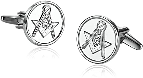 Banemi Manschettenknöpfe Herren Nerd, Silber Manschettenknöpfe Herren Nerd Freimaurer Kompassrunde Vatertagsgeschenk 1.8X1.8CM
