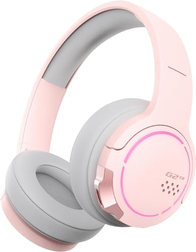 Edifier Hecate G2BT Auriculares Gaming, Doble Micrófono con Cancelación de Ruido, Luz RGB, Auriculares Bluetooth Over Ear, Ligeros, Graves Potentes, para Smartphones/Tablets/Laptops/Switch (Rosa)