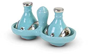 Tajine mini bleu clair avec métal 2 pièces