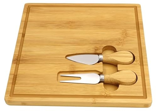 3-teiliges Käsebrett-Set, Käseschneider mit Brett, Küche, Servierbrett, Käsewerkzeuge, Besteck, Charcuterie-Tablett