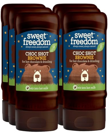 Sweet Freedom Choc Shot Brownie 320 g (Pack of 6) | Refined Sugar Free, High in Fibre, Vegan, for Coffee, Milkshakes and Baking, Only 13 Calories per Teaspoon