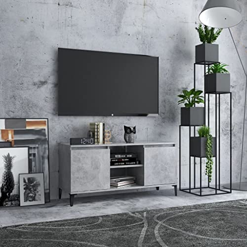homiuse Mobile TV con Gambe in Metallo 103,5x35x50 cm Supporto Tv Mobile Soggiorno Mobile Porta Tv Madia Soggiorno Moderno Mobili Mobiletto Tv Mobile Salotto Credenza Soggiorno Grigio Cemento