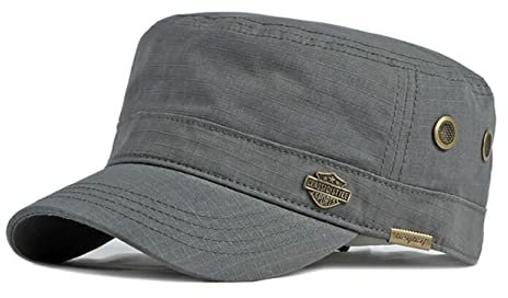 CHENNUO Berretto Militare Uomo, Cappello Army Uomo Vintage in Cotone Piatto Cappello con Visiera Baseball Army cap (Grigio-1)