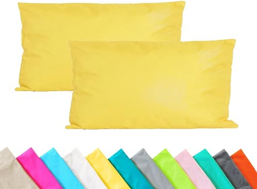 JACK 2er Set Outdoor Kissenhülle Kissenbezug 30x50cm Wasserfest Sitzkissen Lounge Kissen Garten Stuhl Lotus Effekt, Farbe:Gelb