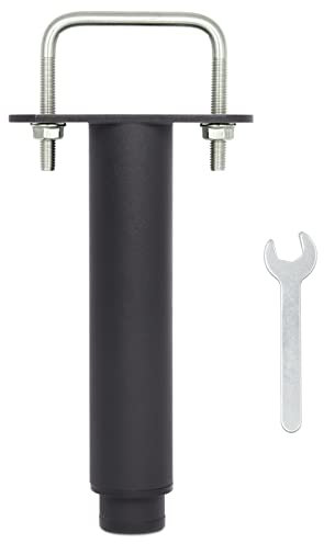 Pied de Lit Universel, Pieds pour Sommier à Lattes sans Perçage | Hauteur: 15cm(+12.5cm) Reglable, U Largeur Interne 68mm | Design: Metallique Noir | Ronde ø 3.8cm | pour le Cadre Central | 1 Pièce