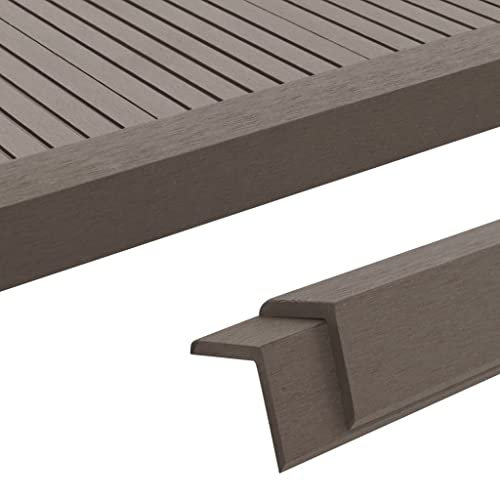 INLIFE 45022 Lot de 5 plinthes d'angle de terrasse WPC 170 cm Marron foncé 5,86 kg