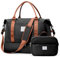 Reisetasche Damen Handgepäck Tasche Sporttasche mit Kulturbeutel Weekender Bag Schwimmtasche Wasserdicht Travel Duffle Bag Fitnesstasche Trainingstasche Krankenhaustasche mit Schuhfach,C-Schwarz Braun