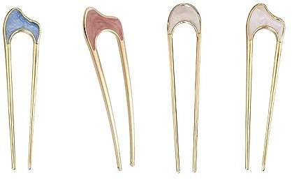 RTRTGS Pince à Cheveux en Forme de U, Forme De U Épingle, 4 Pièces Épingles à Cheveux U Bâton, Français Épingle à Cheveux en Métal, Pique Cheveux, Pince a Chignon, Barettes Cheveux Femme