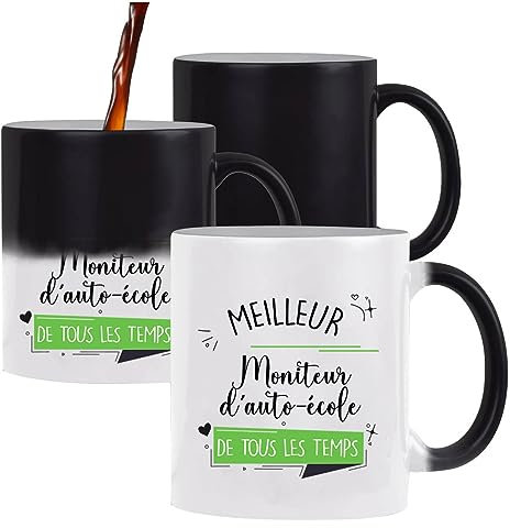 Planetee Tasse Magique Moniteur d'auto-école meilleur de tous les temps | Mug qui change couleur avec la chaleur Idée Cadeau Humour Collègue famille Homme Anniversaire Noël