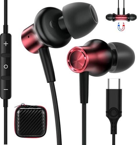 Auriculares USB C para iPhone 16 15 Pro 5G Xiaomi 14 13T 11 Pad 6 5,Magnéticos Estéreo Cancelación Ruido Audifonos USB Tipo C con Microfono para Samsung Galaxy A55 A35 A34 A54 A33 OnePlus 12 Pixel 9 8