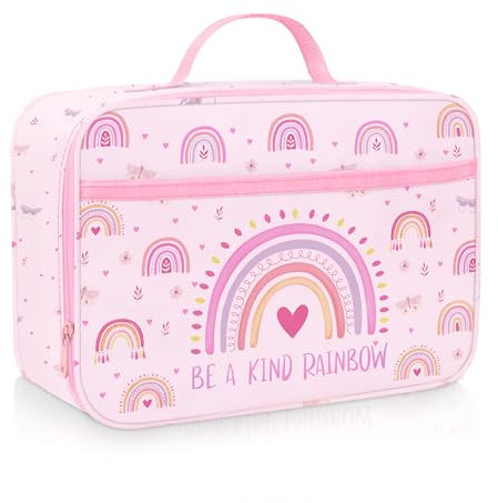 Clastyle Bolsa Termica Porta Alimentos Bebe Rosa Arco Iris, Bolsa Almuerzo Infantil Reutilizables, Bolsa Comida Niña para Viaje Picnic Guarderia