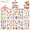 VIKY® Zirkus Tattoo Set, 10 Blätter Deko Kindergeburtstag, Hautfreundliche Kindertattoos Tiere, Tattoo Mädchen Jungen, Klebetattoos Geburtstag, Weihnachten