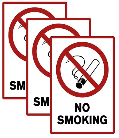 SL group - 3 Schilder No Smoking/Rauchen verboten 20 x 30 cm aus stabiler PVC Kunststoff-Platte - Rauchverbot im Innen- & Außenbereich - Verbotsschild für nicht Rauchen im gesamten Gebäude