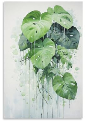FOCCAR Moderne Blätter Gemälde auf Leinwand Wandkunst wilde natürliche grüne Pflanzen Leinwand Drucke Poster Wanddekoration für Heimdekorationen