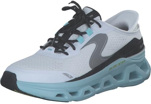 Skechers Herren Hands-Free Slip-ins Glide-Step Altus Sneaker, Weißes Hotmelt-Mesh mit blauem Rand, 47.5 EU