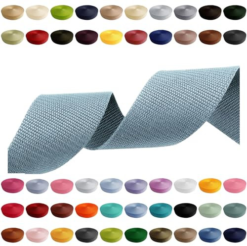 Gurtband 2m 5m 10m 50m, 50 Farben, Breite 10mm 15mm 20mm 25mm 30mm 40mm 50 mm Taschengurt Polypropylen Ideal für DIY-Projekte, Handarbeiten & Outdoor (546) Hellblau, 25mm x 2m