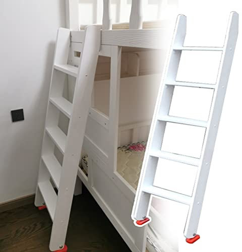 ZCFXIFGF Dorm Farm Bunk Bed Ladder, Light Weight Wood Rv Camper Ladder with Hook Bracket ＆ Adjustable Feet, 100/125/150cm Long Loft Bunk Ladder (Size : 5 Step 150cm/59)