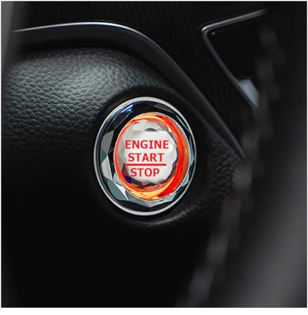 CGEAMDY Engine Startknopf Abdeckung, Diamant Auto Motor Start Stop Button Ring, Start Stop-Taste Schutzabdeckung, Crystal Start Button Zündung Schutzabdeckung(Rot)