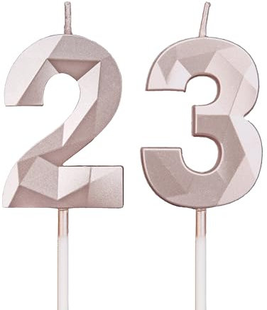 23th Birthday Candles, Rose Gold Number Candles Birthday Decoration, Happy Birthday Cake Toppers, for Birthday Parties Weddings Company Anniversaries (Rose Gold, 23)