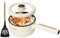 TOPWIT Hot Pot Electric, 2L Multifunctional Electric Pot, Non-Stick Fring Pan, Portable Pot for Steak, Egg, Fried Rice, Ramen, Soup with Dual Power Control (Silicone Spatula Included), Beige