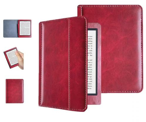 Étui pour Kobo Glo HD/Kobo Glo/Kobo Touch 2.0 6 pouces, en cuir PU avec fonction veille/réveil automatique pour Kobo Glo 6 N613 E-Book Case (Rouge)